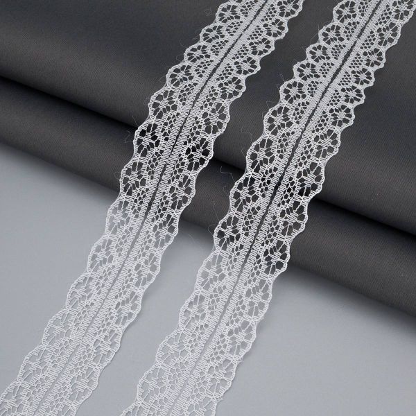 Кружево капроновое 30 мм, / 13.72 метра, 07 белый