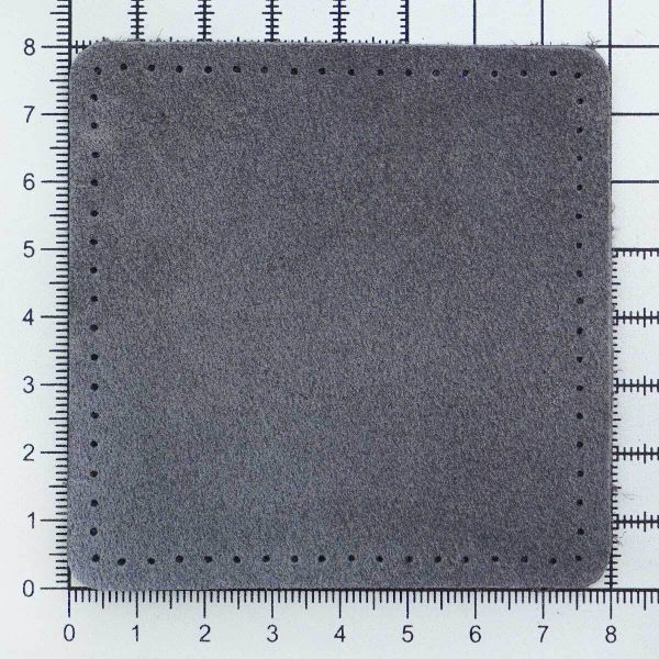 Заплатки пришивные из замши, квадрат 8см с перфорацией, 2 шт, 100% кожа, 26 серый, 59122