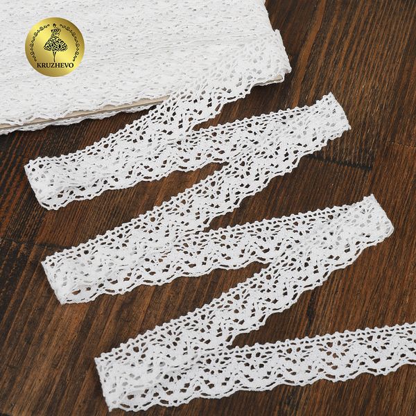 Кружево вязаное (тесьма) 19 мм / 10 метров, 5816 Тонкая нить цв.02 белый, Kruzhevo