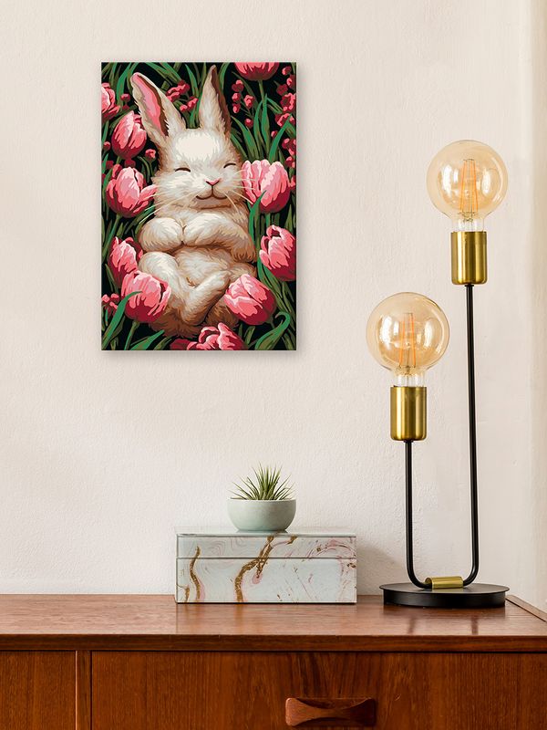 Картина по номерам Фрея PNB/PS-375, Зайка в тюльпанах, 30х20 см