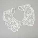 Пришивной кружевной воротник 100 мм, на сетке, 5 пар, Турция, белый/под серебро, Gamma VKRM-27-03