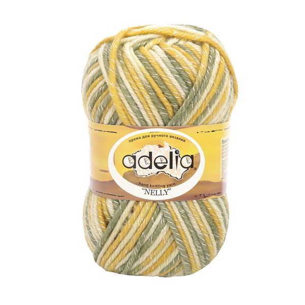 Пряжа Adelia Nelly / уп.5 мот. по 100г, 100м, 24 св.хаки-св.горчичный