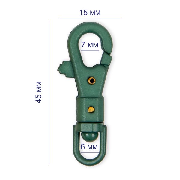 Карабин пластик 14 мм, 10 шт, №08 зеленый, Gamma GHB004