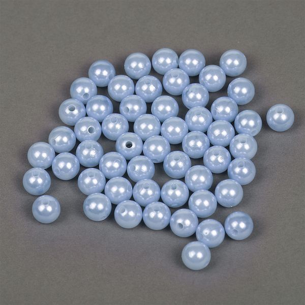 Бусины пластик (перламутр) ⌀12 мм, цв.A26 голубой, уп.500г (530 шт), Magic4Hobby