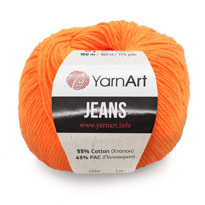 Пряжа YarnArt (ЯрнАрт) Jeans / уп.10 мот. по 50 г, 160м, 77 оранжевый