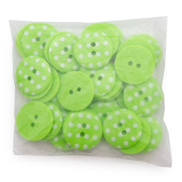 Пуговицы 2 прокола, Горошек 36L (441 салатовый), 36 шт