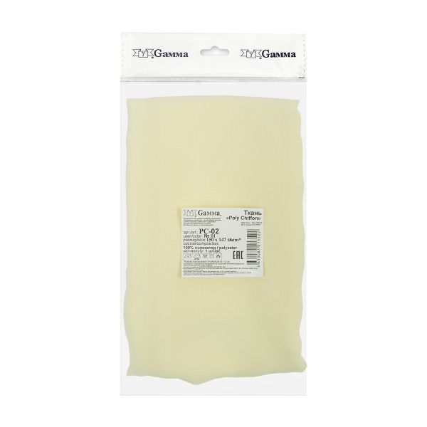 Ткань блузочная Poly Chiffon 84 г/м², 150х147 см, 01 св.кремовый, Gamma PC-02