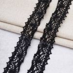 Кружево вязаное (тесьма) 35 мм / 25 метров, 90%  х/б, 10% пэф, рис.35.01.199, черный, С3749Г17