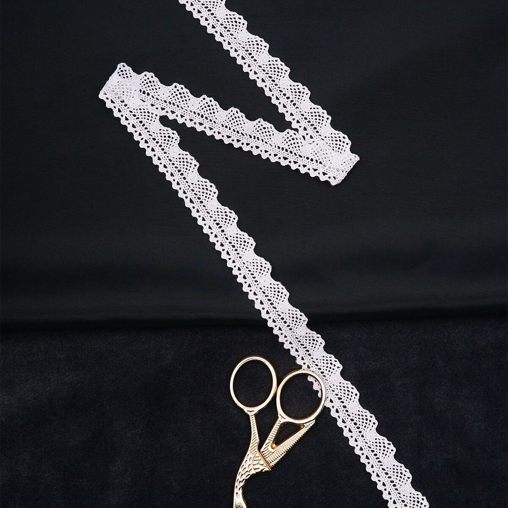 Кружево вязаное (тесьма) 20 мм / 13.72 метра, хлопок, белый, 3AR3376