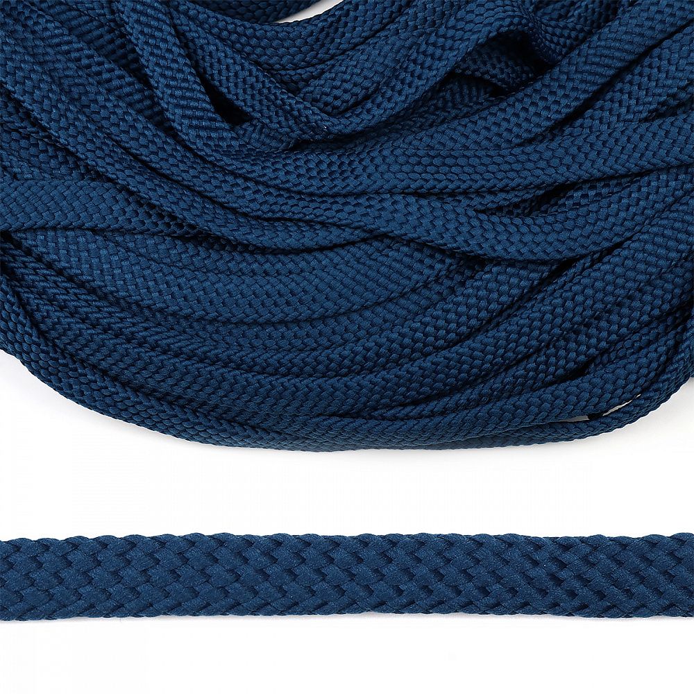 Шнур полиэфир плоский 10.0 мм / 50 метров, турецкое плетение 080 синий