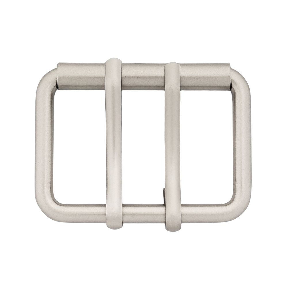 Пряжка прямоугольная 45 мм, с двумя язычками, металл (Nickel Серебро (никель) матовое), МТ_1864, 6 шт