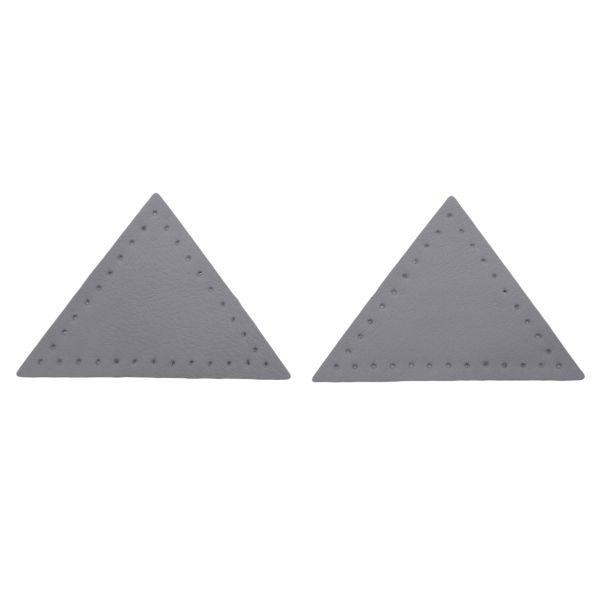 Заплатки пришивные из кожи, треугольник равнобедр., стор. 6см, с перфорацией, 2 шт, 100% кожа, 07 серый, 9902
