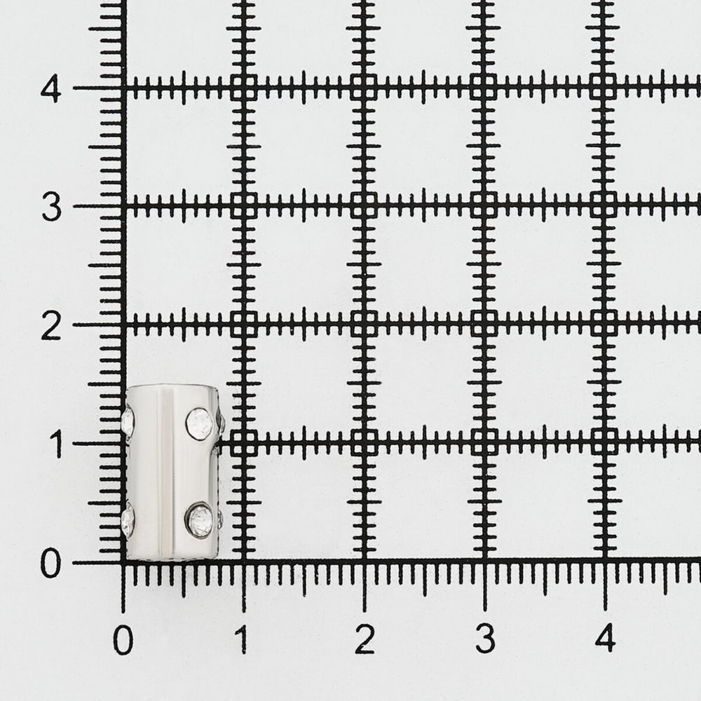 Наконечник для шнура металл Цилиндр со стразами ⌀2,5/4,5 мм, 14,5х8 мм (никель), 20 шт