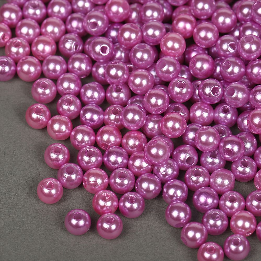 Бусины пластик (перламутр) ⌀6 мм, цв. 093 т.сиреневый, 50 гр. (483 шт), Magic4Hobby