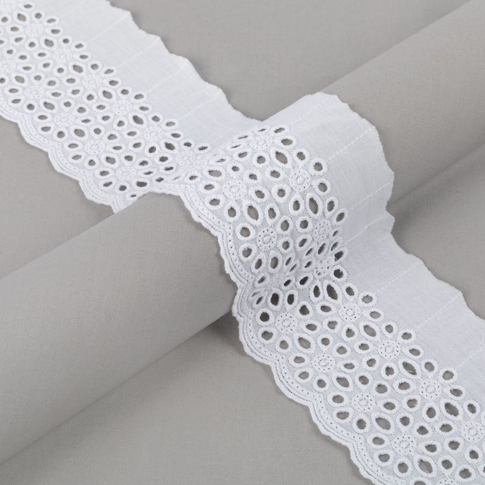 Кружево шитьё 88 мм / 9±0.2 метров, Турция, белый, Gamma GYEM-8800