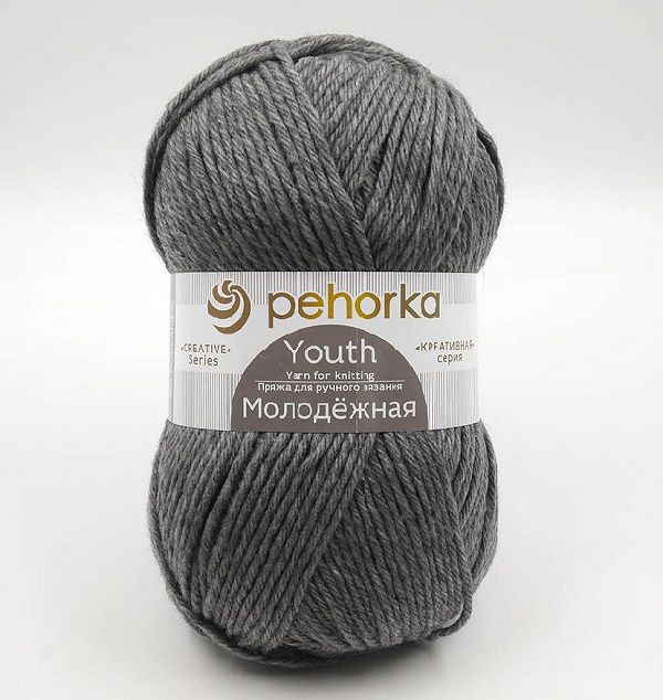 Пряжа Пехорка Молодежная / уп.5 мот. по 100 г, 280 м, цв.048 серый