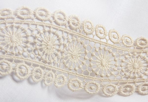 Кружево гипюр (плетёное) 55 мм / 10 м, бежевый, Gamma GGM-5501