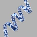 Лента (тесьма) жаккардовая 18.0 мм / 25 метров, Славянский орнамент Оберег, рис. 9711, белый / синий, С3771Г17