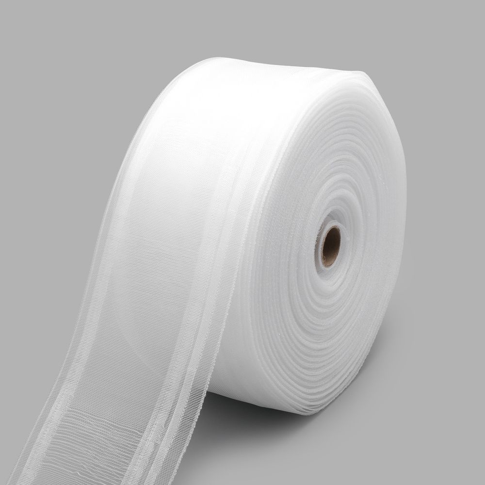 Лента (тесьма) шторная: сборка волна (1:2.5) 100 мм / 50 метров, органза с эффектом люверсов