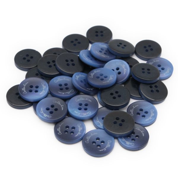 Пуговицы 4 прокола 24L (синий), 36 шт