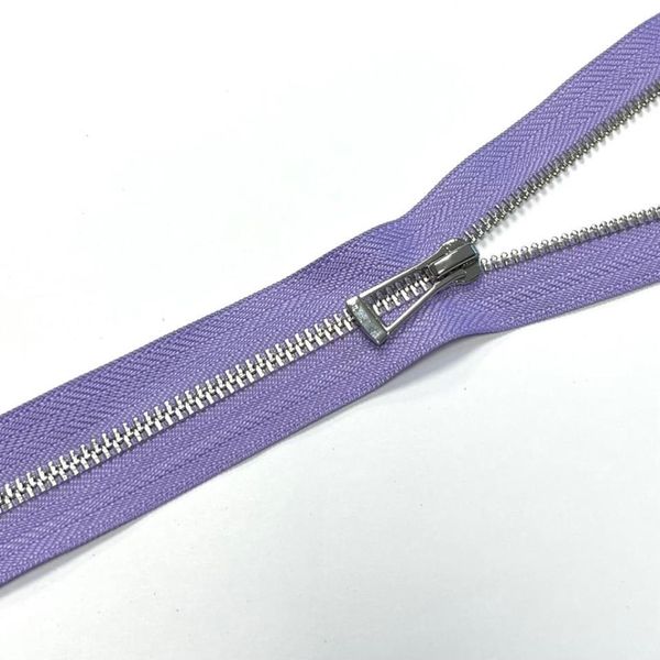 Молния металл Т5 (5 мм) 1 зам., н/раз., 18 см, титан, никель, D553 сирень, 1 шт, MaxZipper