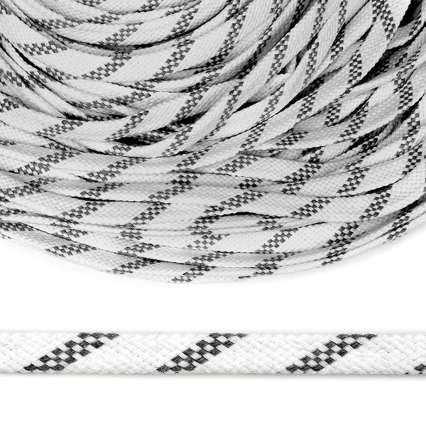 Шнур плоский плетеный х/б ⌀12.0 мм / 50 метров, турецкое плетение TW 001/032 бело-черный