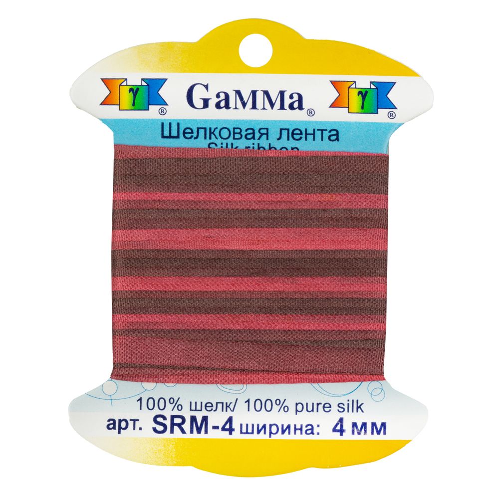 Лента (тесьма) шелковая 4.0 мм / 9.1±0.5 метров, M116 гр.розовый/медный, Gamma SRM-4