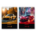 Блокнот на гребне, выборочный лак, A6 60 л., 4 шт, клетка, Крутые тачки 01217, Светоч Б123