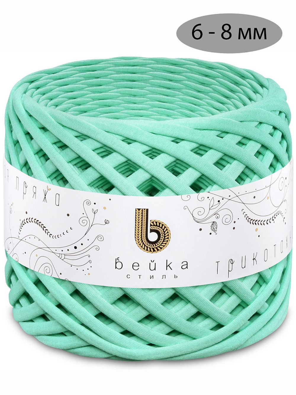 Пряжа трикотажная 1х300г, 100м, шир. 6-8 мм, 3081 мятный /TOS/