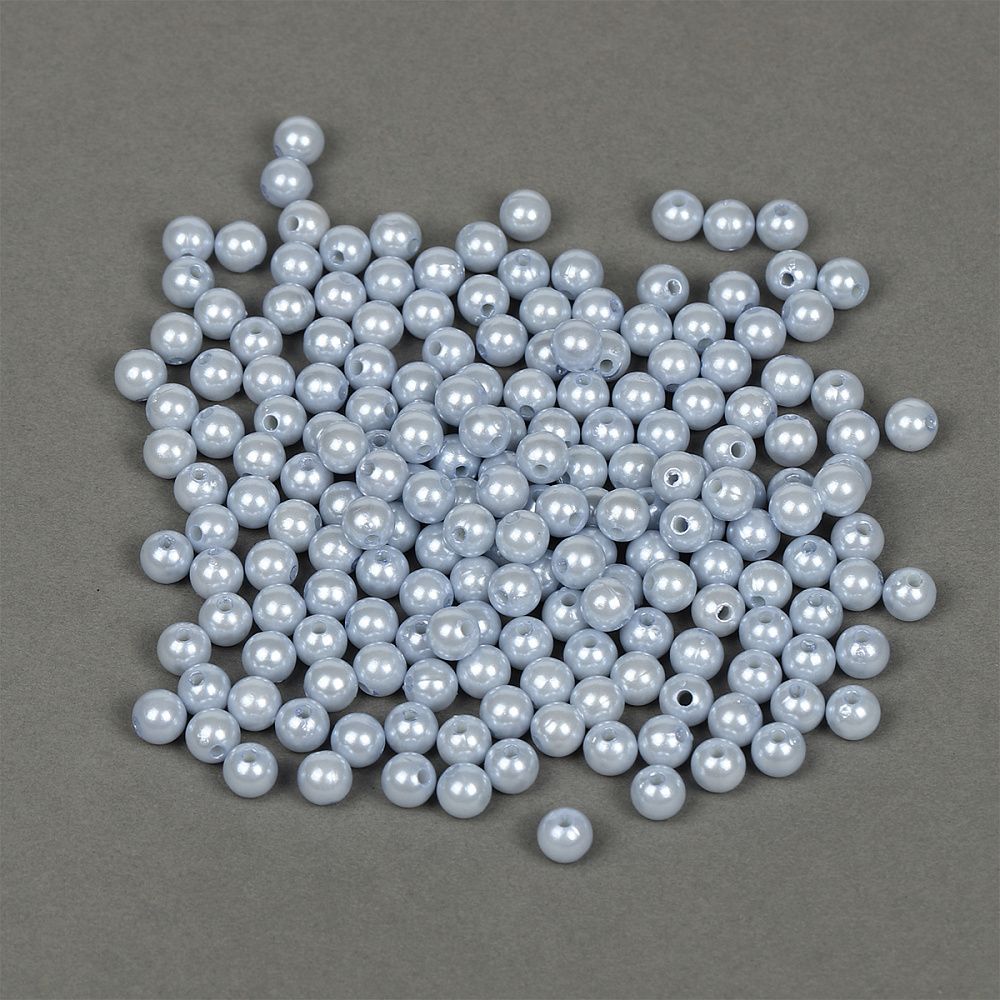 Бусины пластик (перламутр) ⌀8 мм, цв.A26 голубой, уп.500г (2130 шт), Magic4Hobby