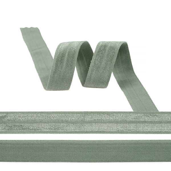 Резинка бельевая (окантовочная) блестящая 15.0 мм / 50 метров, Б.324, F324 серо-зеленый