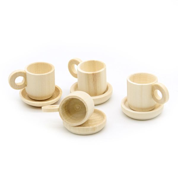 Заготовка для декорирования Чашка с блюдцем мини, h2,3х3,5х3см, 4 шт