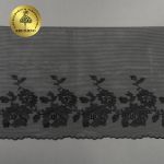Кружево на сетке Kruzhevo широкое 225 мм, OG44, цв.черный, левая уп.6м /TOS/