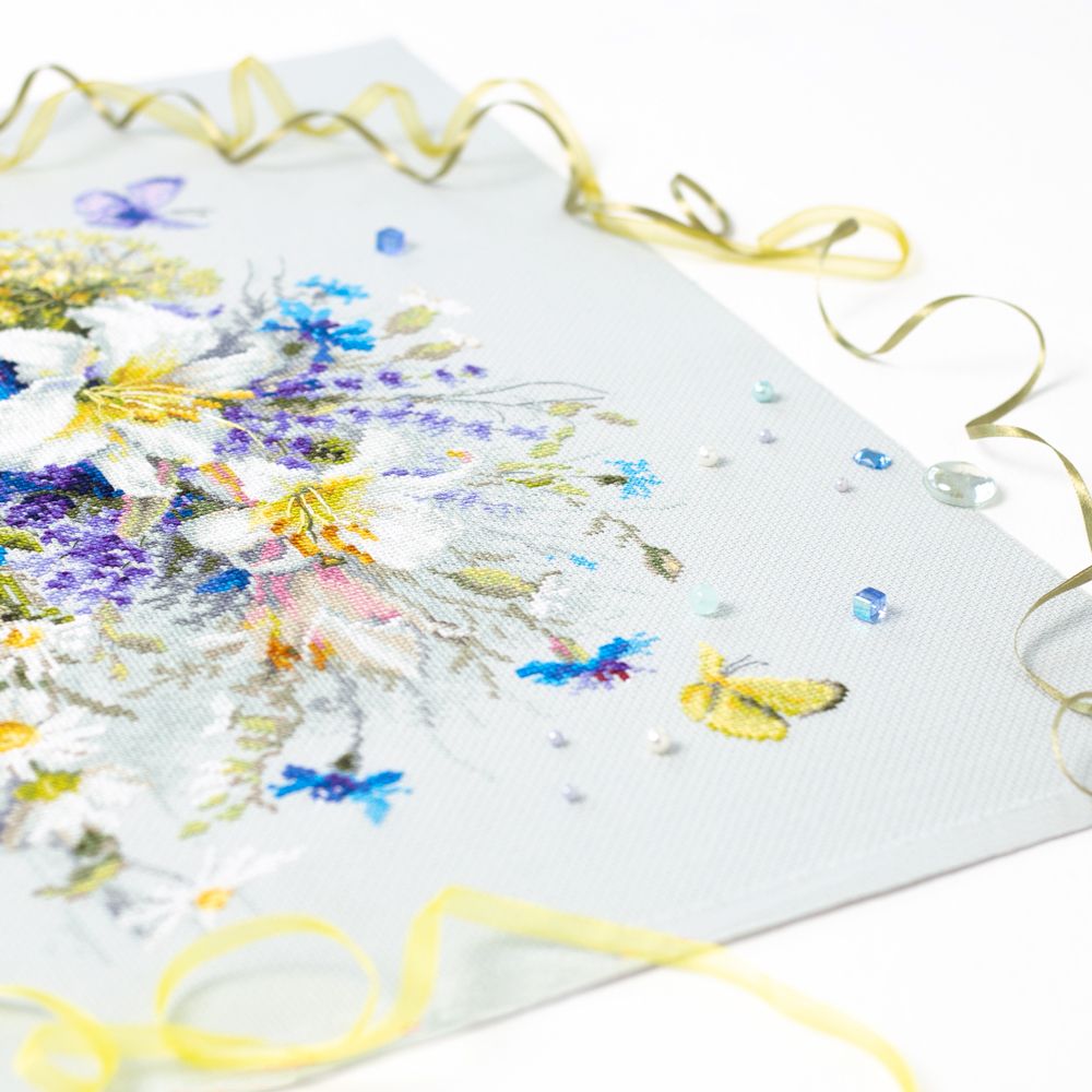 Набор для вышивания нитками Чудесная игла Premium 310-227, Нежный дуэт, 40х25 см