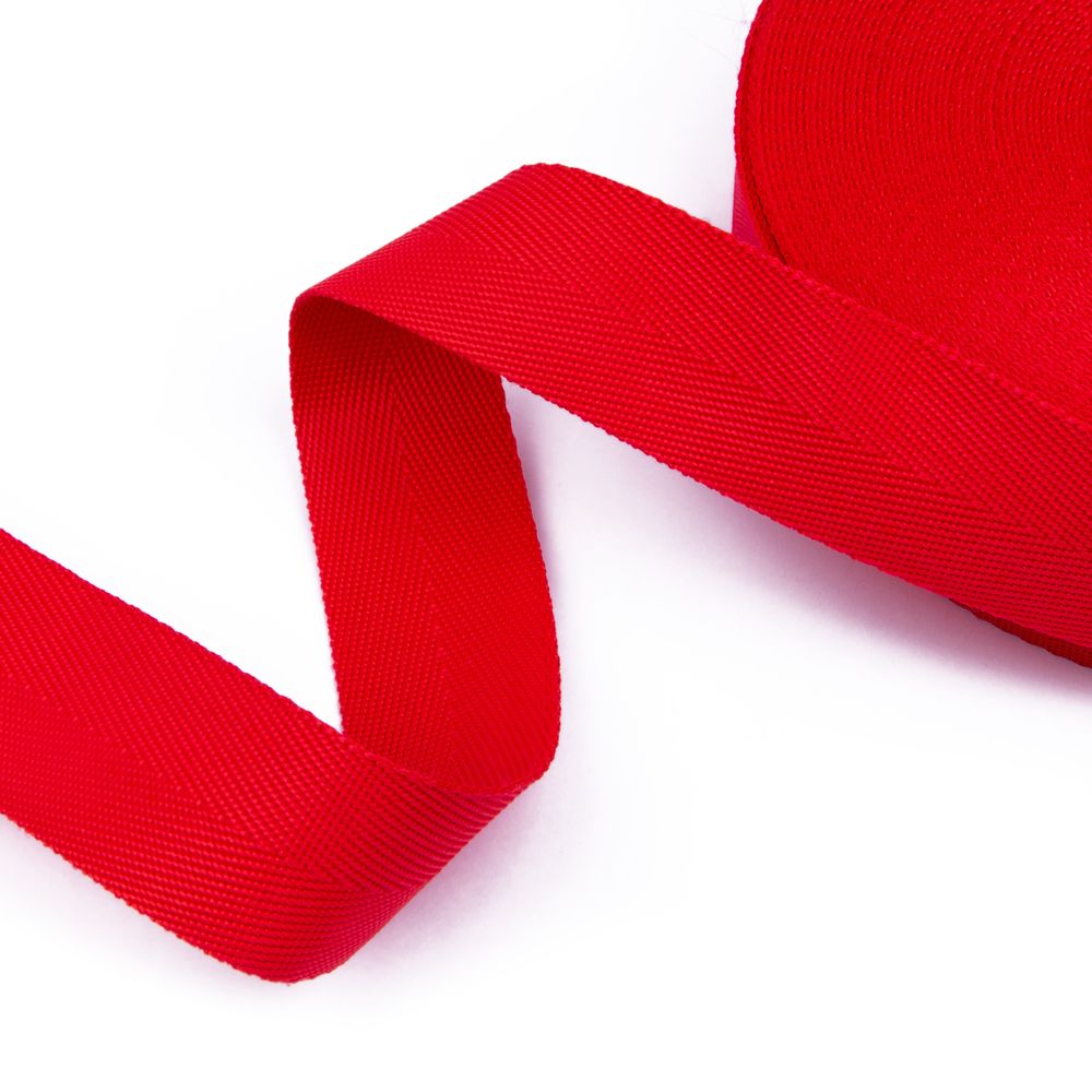 Стропа (ременная лента) 35 мм / 25 метров, толщ. 1.13 мм, [14.4 г/пог.м], 100% п/а, рис. 9358, красный, Gamma С3765Г17