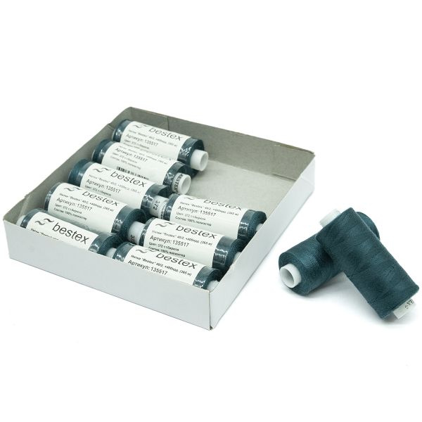 Нитки швейные бытовые Bestex 40/2, 365 м (400 ярд) / 10 кат., 372 зеленый опал
