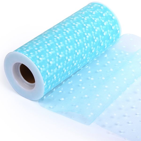 Фатин на шпульке средней жесткости 150 мм / 22.86 метра, TBY.T663.015, цв.015 голубой