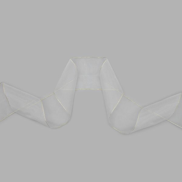 Лента органза с метан. 80мм / 25м (1 белый), С3651Г17