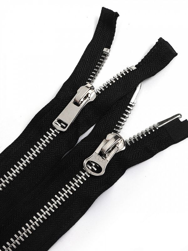 Молния металл Т8 (8 мм) 2 зам., разъем., 110 см, никель шлиф.звено, F322 черный, 1 шт, Mzip