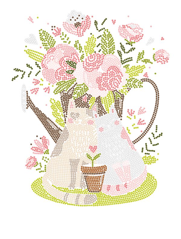 Алмазная (кристальная) мозаика Фрея ALBP-308, постер Цветы и котики, 30х40 см