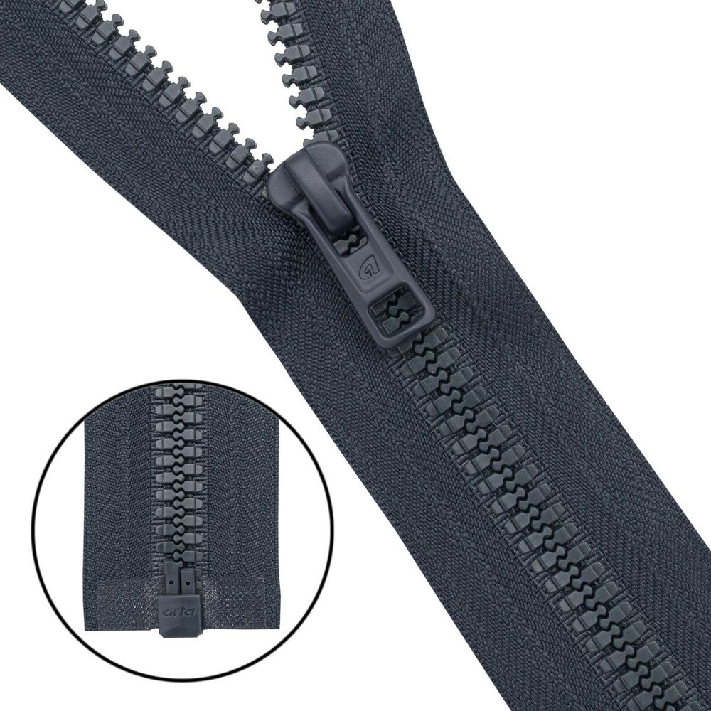 Молния трактор Arta Т6 (6 мм) 1 зам., разъем., 65 см, (2076), A156 т.серый, НОВЫЙ МАТОВЫЙ ЗАМОК, уп.5 штук