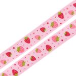 Лента репсовая (в рубчик) Землянички, 10 мм, 3м, розовый