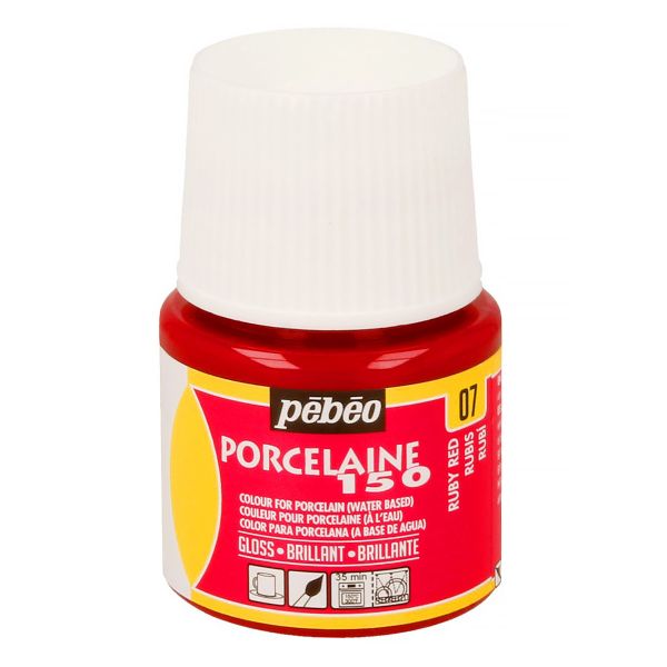 Краска по фарфору и керамике (под обжиг) глянцевая Porcelaine 150 45 мл, 024-007 рубиновый, Pebeo