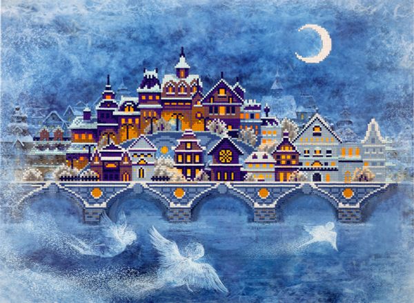 Алмазная (кристальная) мозаика Фрея, Ночной Город, 55х40 см