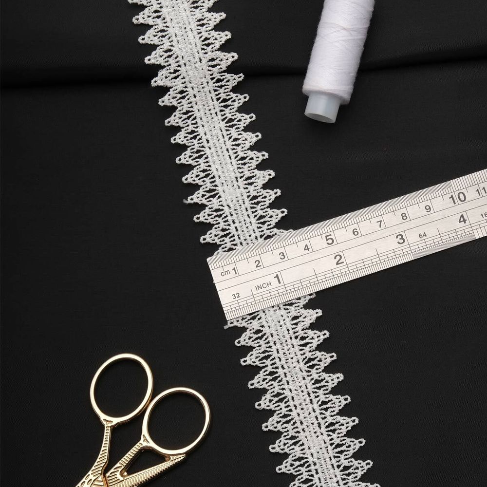 Кружево гипюр (плетёное) 35 мм / 13.7 метров, белый, 3AR1308