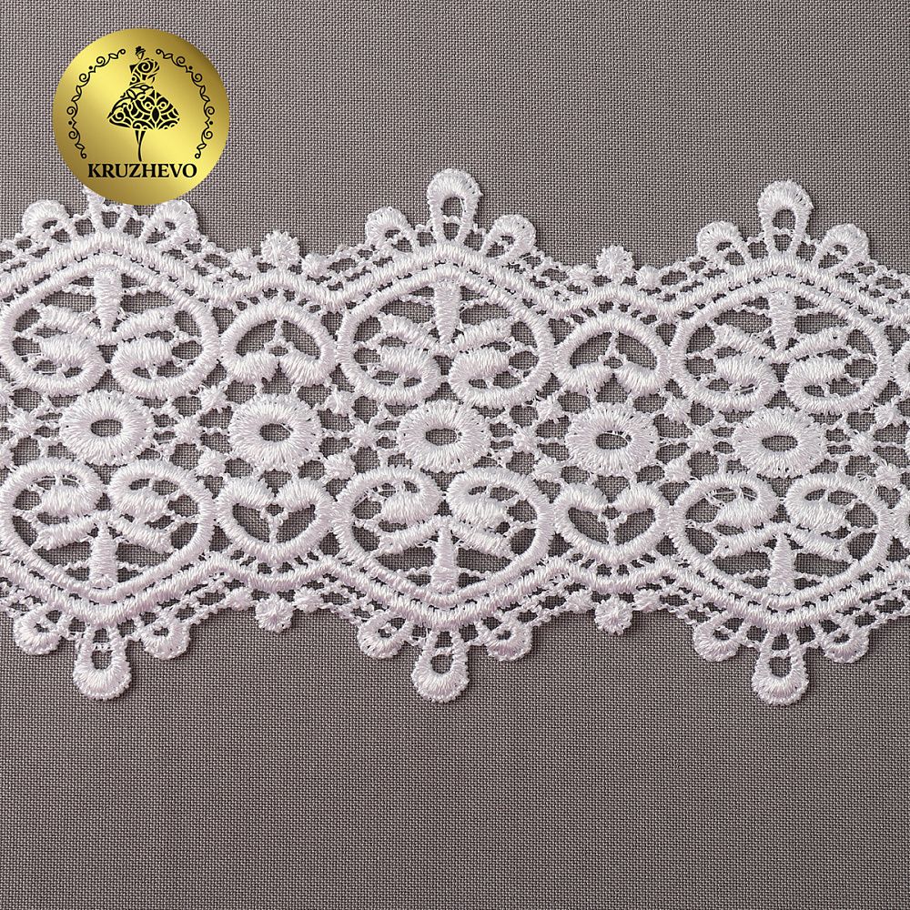 Кружево гипюр (плетёное) 105 мм / 13.71 метров, TBY.16G16014, цв.1 белый