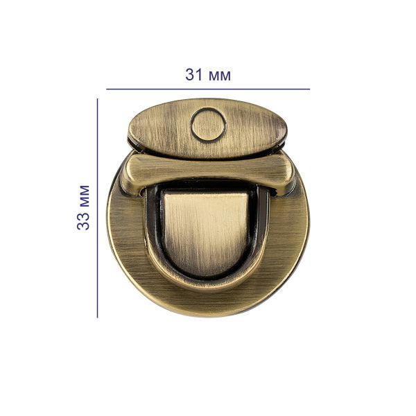 Замок для сумки 33х31 мм, 5 шт, под бронзу, Gamma LBZ-7B