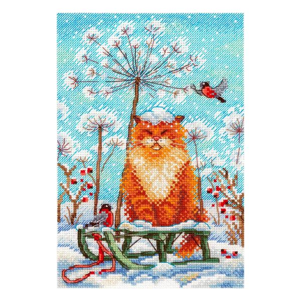 Набор для вышивания нитками МП Студия, Снежная шапка 22х15см