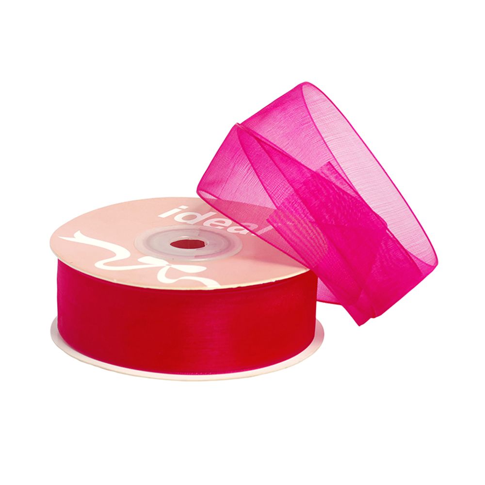 Лента капроновая (органза) 25.0 мм, 1020 фуксия, уп. 27,4 м