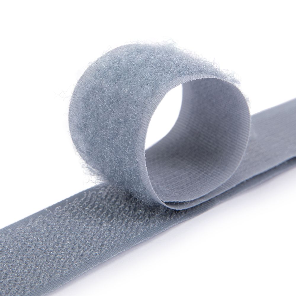 Лента контактная липучка фасовка (велкро) пришивная 25 мм / 5 шт по 25 см, 099 серый, Gamma LG-25, ПАРА (крючок+петля), качество "B"